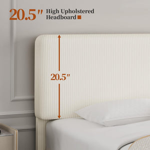 Upholstered Platform Bed Frame with Adjustable Headboard