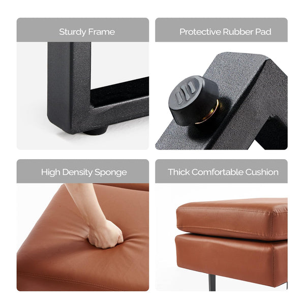 59.5" Faux Leather Waiting Room Bench with Metal Frame