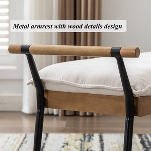 Industrial Ottoman Bench with Arms and Metal Legs