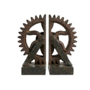 Steampunk Gymnastic Men Bookends – Resin Bronze Finish, 1 Pair