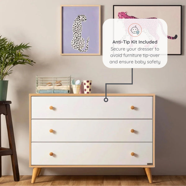 3-Drawer Kids Dresser with Anti-Tip Safety & Ball-Bearing Glides