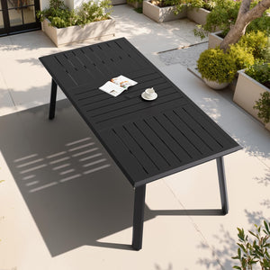 Outdoor Dining Table for 8 – Aluminum Patio Table with Umbrella Hole