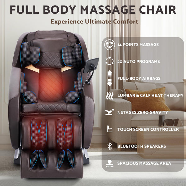 Zero Gravity Full Body Massage Chair with Shiatsu, Heat & Bluetooth