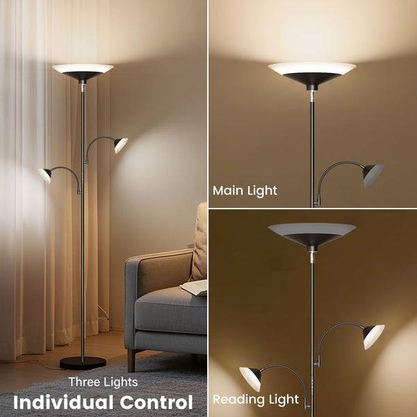 3-Light LED Tree Floor Lamp with Gooseneck Spots & Remote