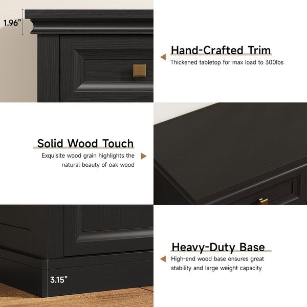 63-Inch Buffet Cabinet with Storage, 4 Doors, Drawers & Shelves
