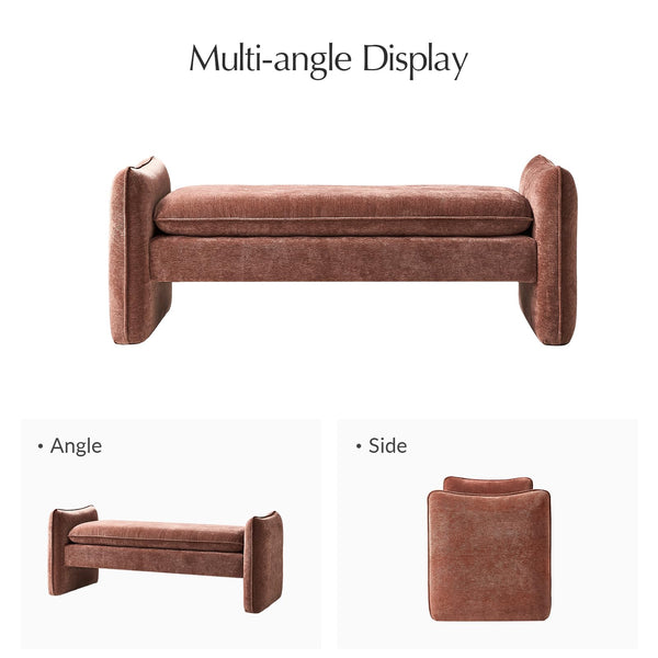 57.5" Chenille Upholstered Bedroom Bench