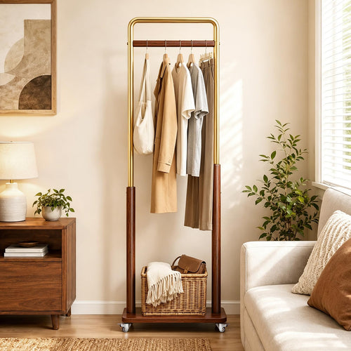 Freestanding Clothes Rack with Wheels