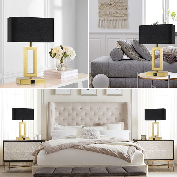 Touch Control Dimmable Table Lamps Set of 2 with USB Ports