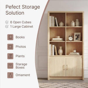 59" Tall Bookcase with Doors & Adjustable Shelves