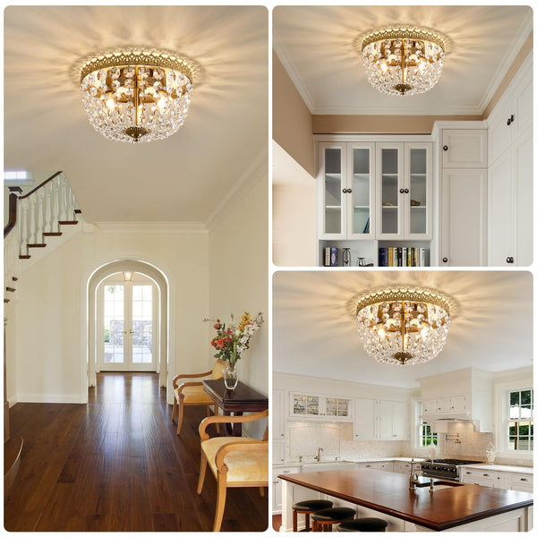Crystal 3-Light Flush Mount Ceiling Chandelier
