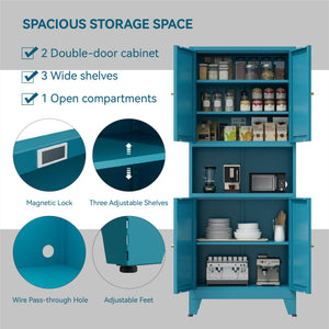 69" Metal Pantry Cabinet with Adjustable Shelves