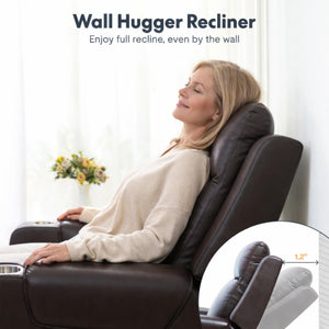 Top-Grain Leather Power Recliner with Zero-Wall Design, Massage & Heat