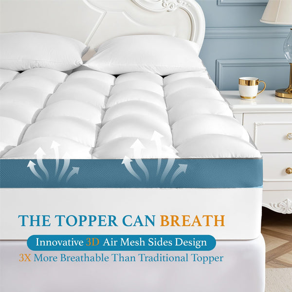4-Inch Cooling Memory Foam Mattress Topper | Pillow Top, Deep Pocket
