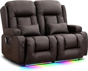 Power Loveseat Recliner Sofa with Massage & Heat