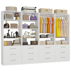 Walk-In Closet System with 12 Drawers, 10 Shelves & 6 Hanging Rods