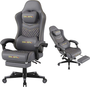 Ergonomic Gaming Chair with Retractable Footrest & Lumbar Support – 400 lb Capacity