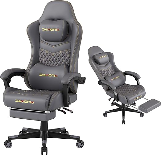 Ergonomic Gaming Chair with Retractable Footrest & Lumbar Support – 400 lb Capacity