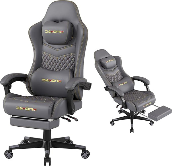 Ergonomic Gaming Chair with Retractable Footrest