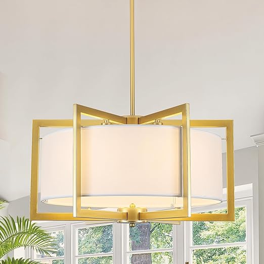 5-Light Farmhouse Chandelier – Distressed White, Rustic Wood, Adjustable Height