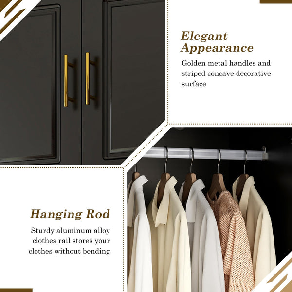 Large Armoire Wardrobe Closet with LED Lights & Drawers