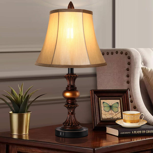 Touch Control Dimmable Table Lamp Set of 2 with USB Ports