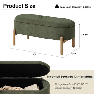Corduroy Upholstered Storage Bench with Hidden Storage