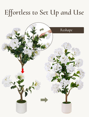 Artificial Crape Myrtle Tree Set of 2, 3.6ft with Pot