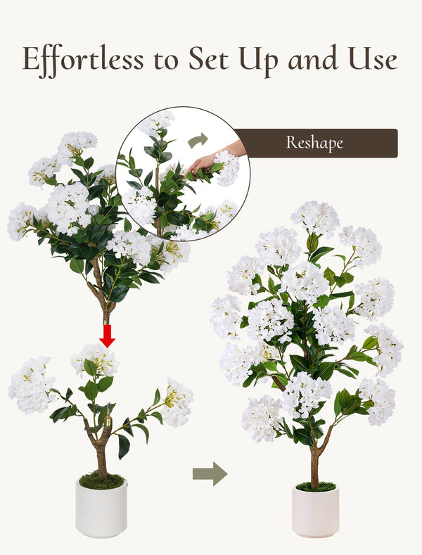 Artificial Crape Myrtle Tree Set of 2, 3.6ft with Pot
