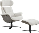 Top Grain Leather Reclining Swivel Chair with Ottoman