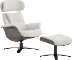 Top Grain Leather Reclining Swivel Chair with Ottoman