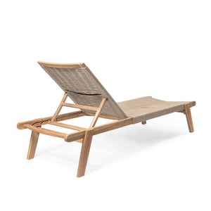 Outdoor Wood Chaise Lounge Set of 2 with Rope Seating
