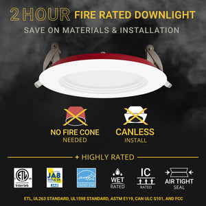 4 Inch 2-Hour Fire Rated Baffle LED Recessed Light – 12 Pack