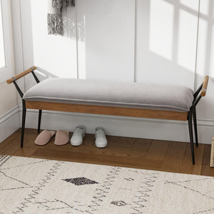 Upholstered Entryway Bench with Metal Legs