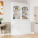 Freestanding Kitchen Hutch with Faux Marble Top, Set of 2
