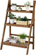 4-Tier Bamboo Ladder Bookshelf with Drawers & Hooks