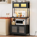 Baker's Rack with Cabinet, Power Outlet & LED Lights
