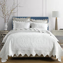 White Floral Cotton Quilt Bedding Set