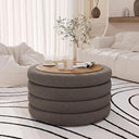 Round Sherpa Storage Ottoman Coffee Table
