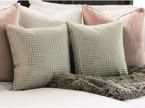 Decorative Throw Pillow with Pearl & Rhinestone Embellishment