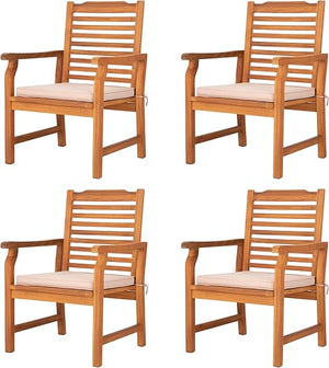 Acacia Wood Outdoor Dining Chairs with Cushions