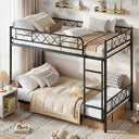 Twin Over Twin Bunk Bed with Stairs and Guardrails