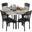 Round Dining Table Set for 4 with Faux Leather Chairs