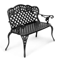 42.5" Antique Cast Aluminum Outdoor Garden Bench – 2-3 Person Seating