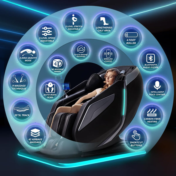 4D Zero Gravity Massage Chair – SL-Track, Full Body Recliner