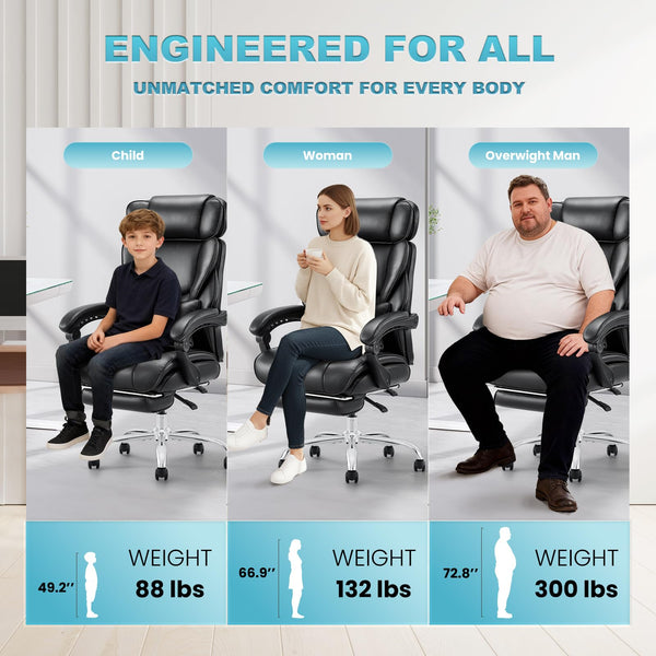 High-Back Ergonomic Office Chair with Footrest & Lumbar Support