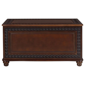 CARTESIAN Traditional Cedar Storage Chest, Dark Tobacco Finish, Cedar-Lined Interior with Safety Hinge, Carved Detailing, 40 x 18.5 Inches, Blanket and Linen Storage