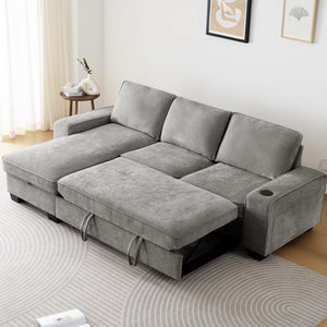 L-Shaped Convertible Sofa Bed with Storage