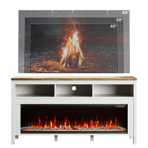 Electric Fireplace TV Stand with Open Storage – 55 to 98 Inch