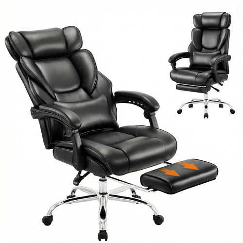 High-Back Ergonomic Office Chair with Footrest & Lumbar Support