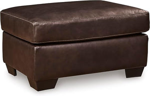 Dark Brown Leather Rectangular Ottoman